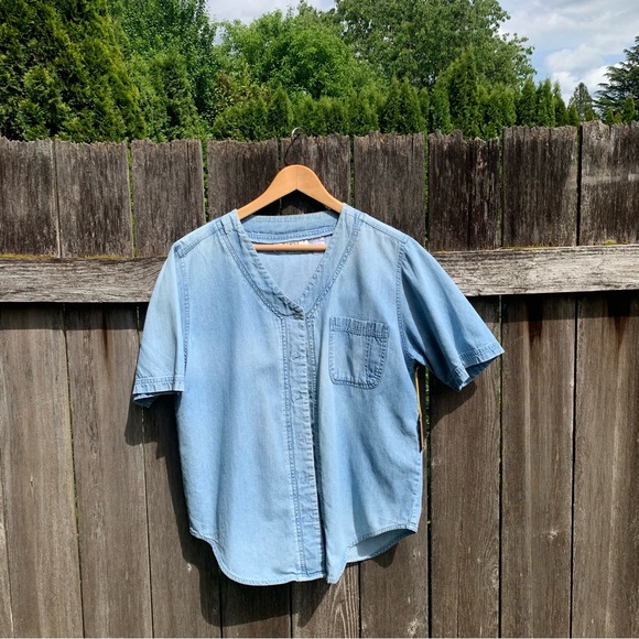 Vintage Faded Denim Jersey Cut Top - Picture 7 of 8